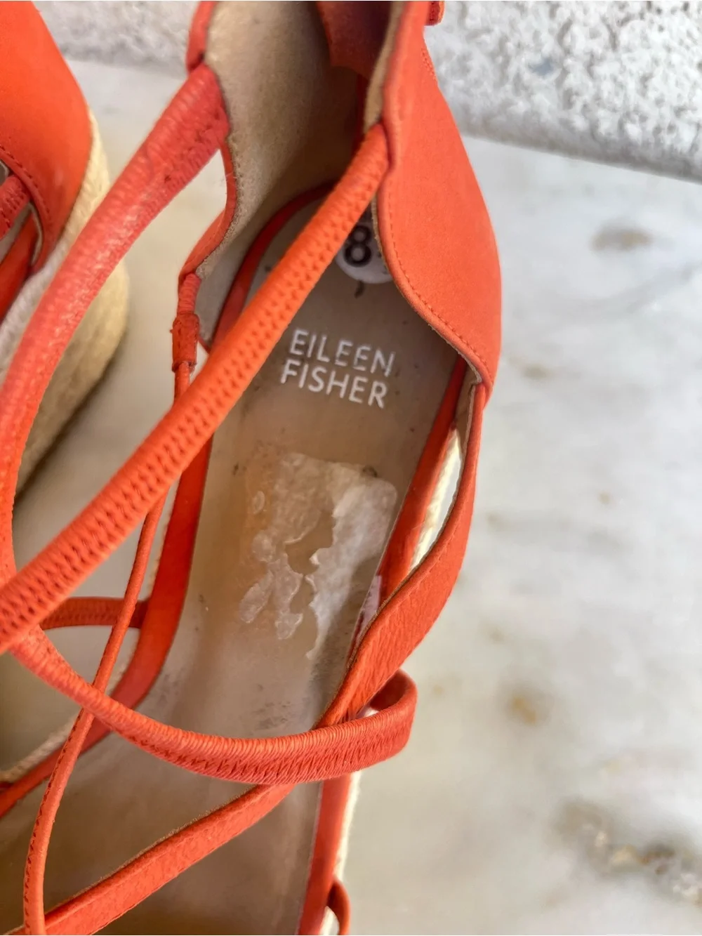 Eileen Fisher Orange sandal wedges espadrilles 8.5